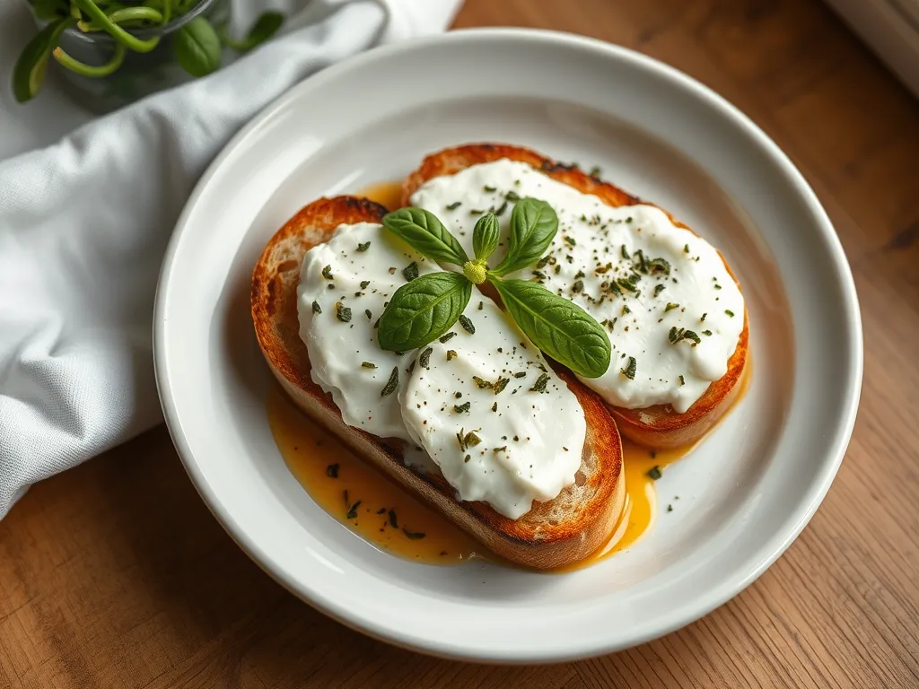 5-Ingredient Ricotta Toast with Honey and Greens