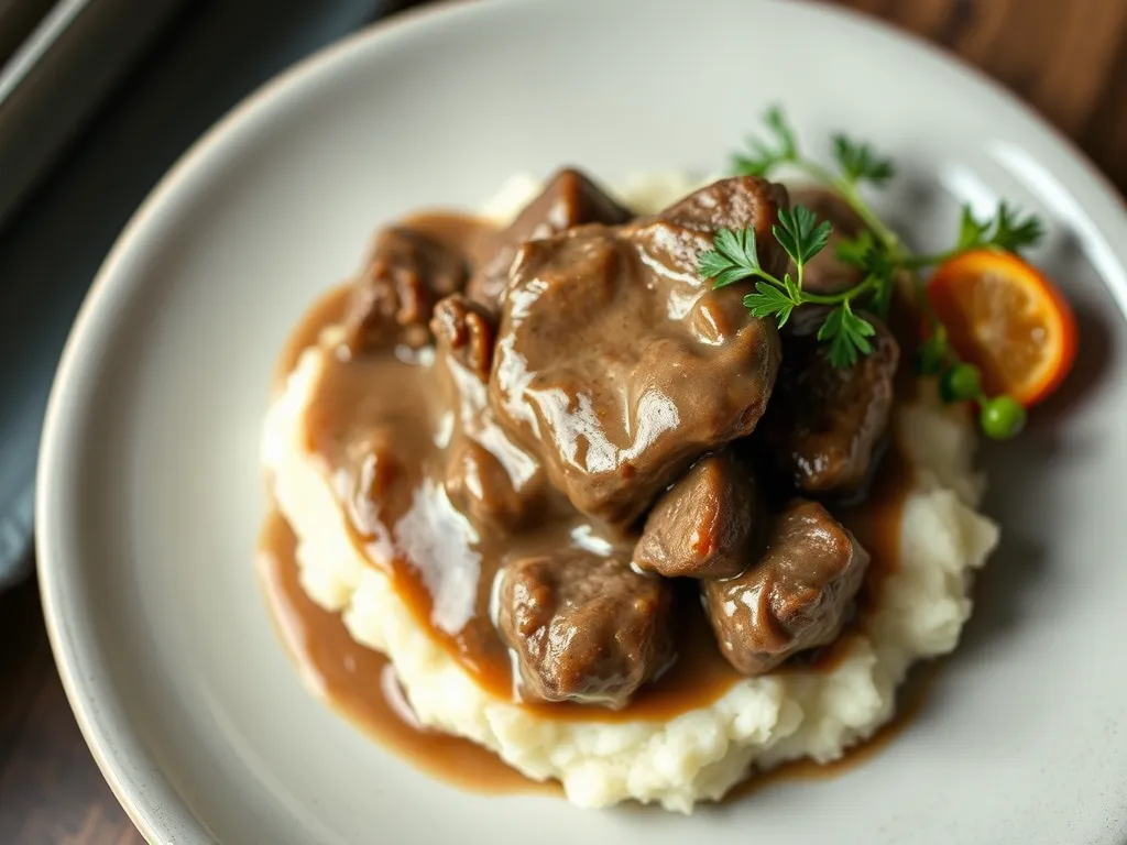 Beef Tips and Mashed Potatoes