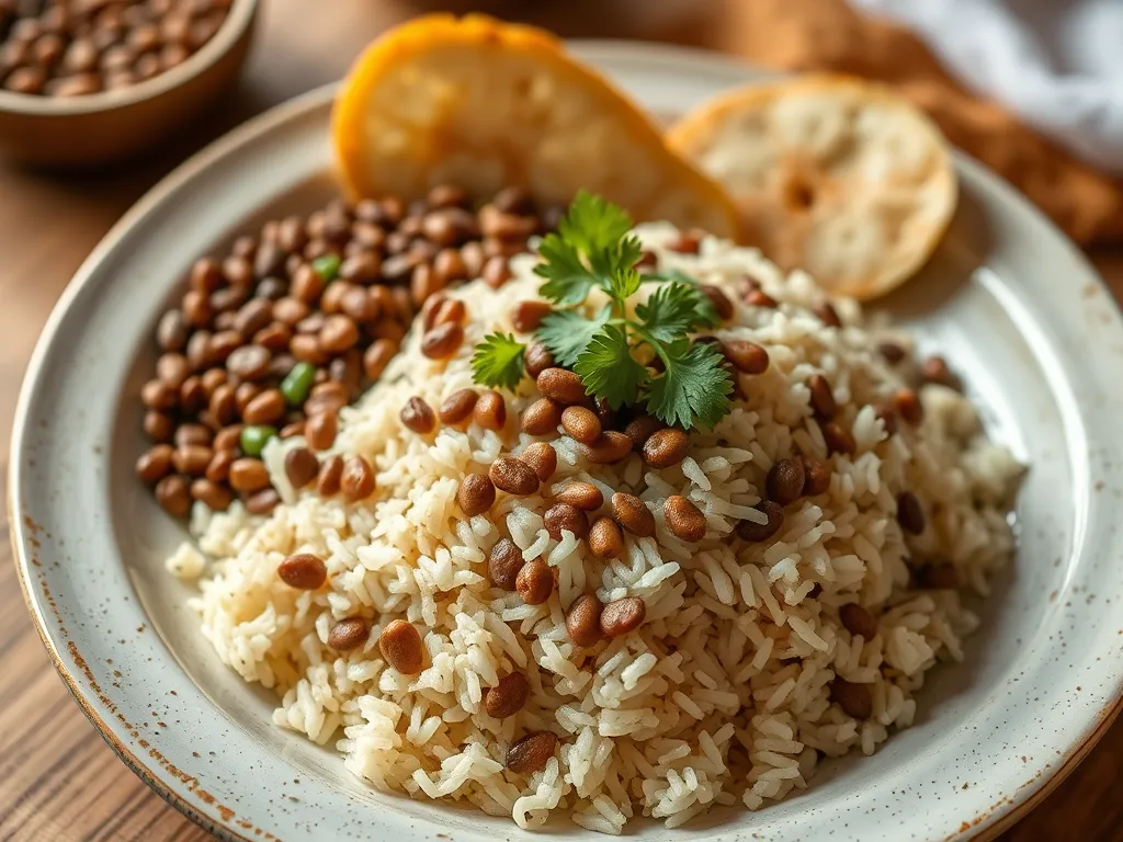 Budget Cheesy Lentil and Rice Skillet