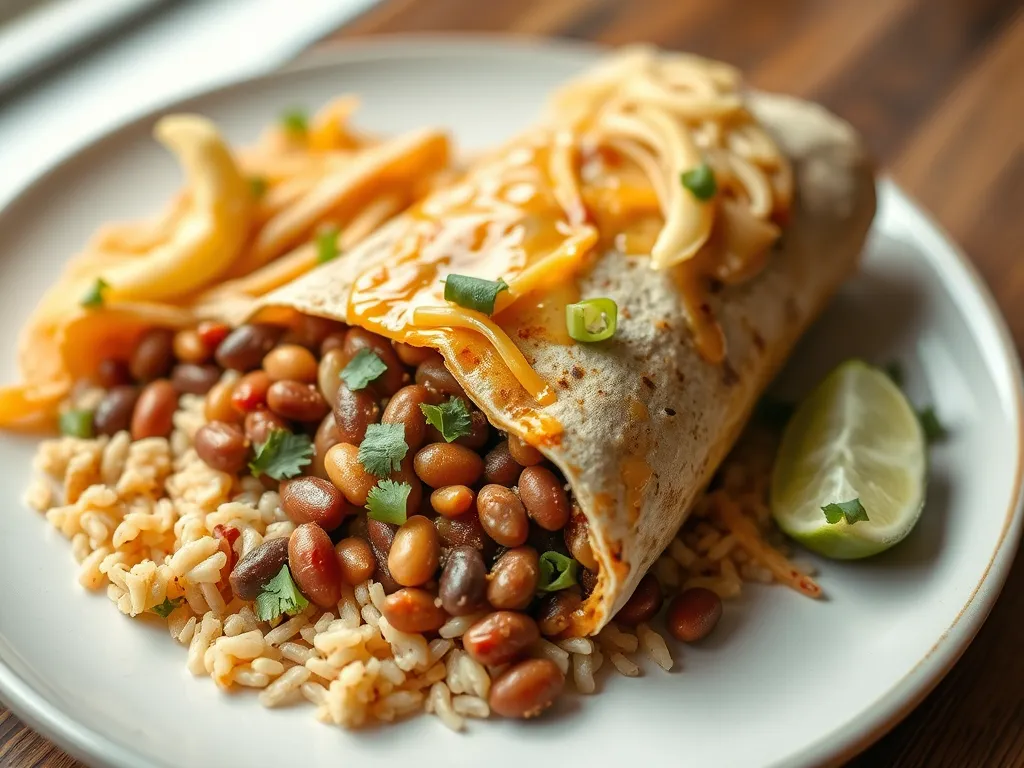 Cheesy Bean and Rice Burrito