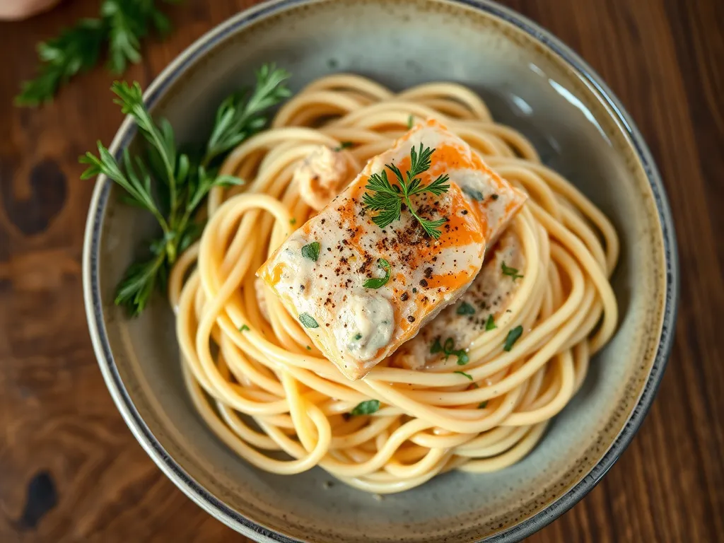 Creamy Garlic Butter Salmon Pasta