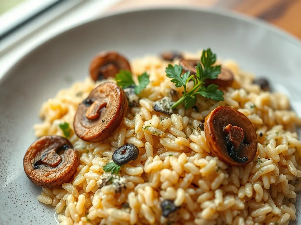 Creamy Mushroom and Spinach Orzo