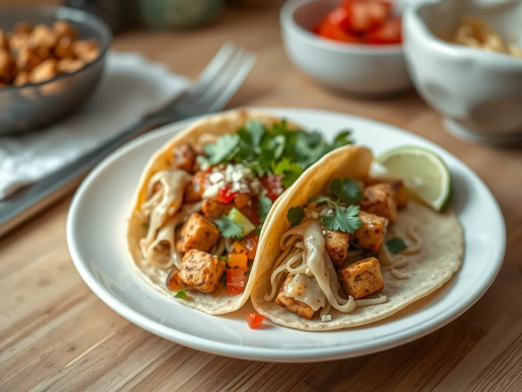 Fast Tofu Tacos with Lime Crema