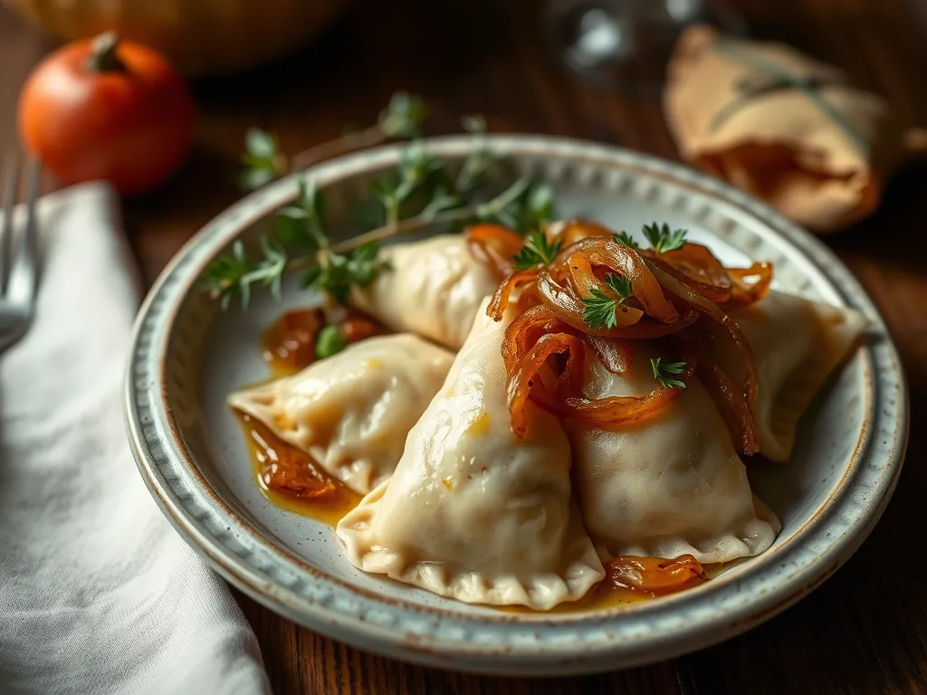 Potato Pierogi with Butter and Onions