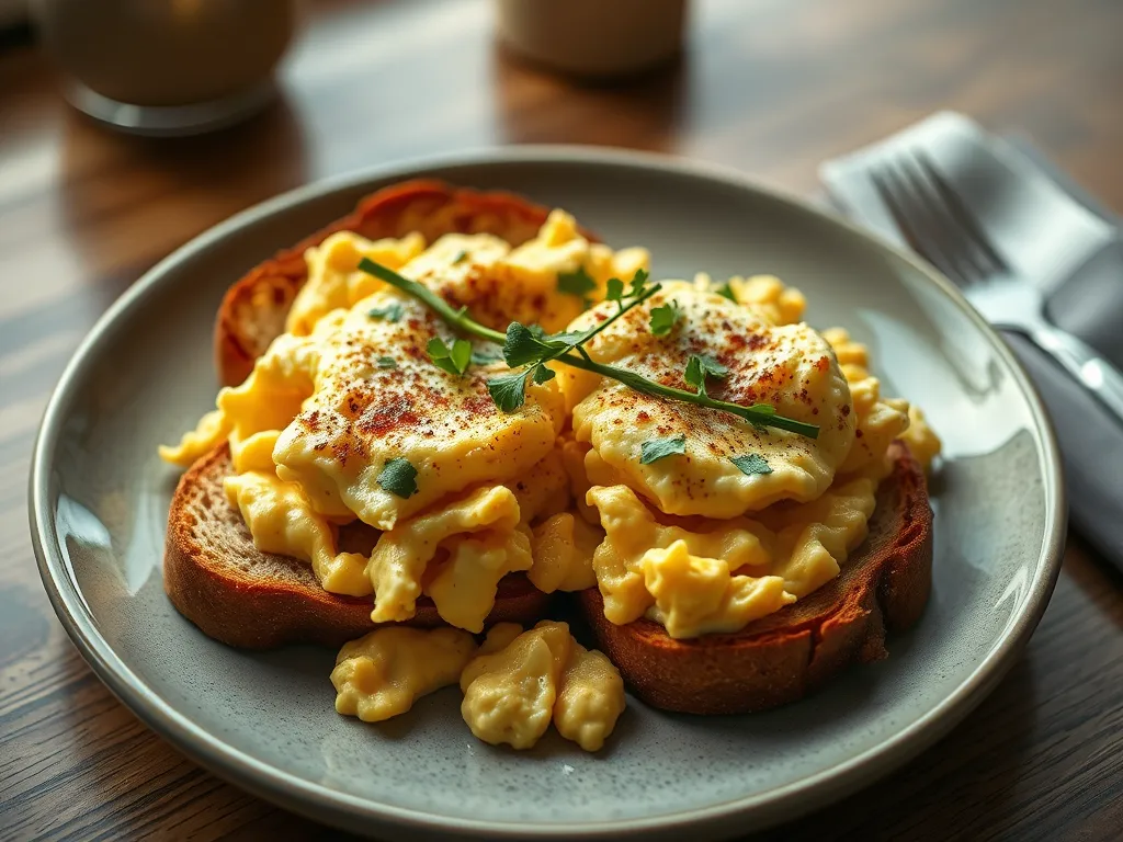 Scrambled Eggs and Toast Dinner