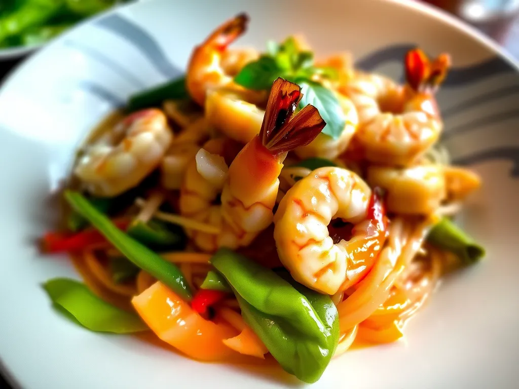 Garlic Basil Shrimp Pad Kra Pao