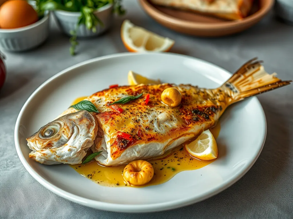 Lemon Garlic Baked Sea Bass