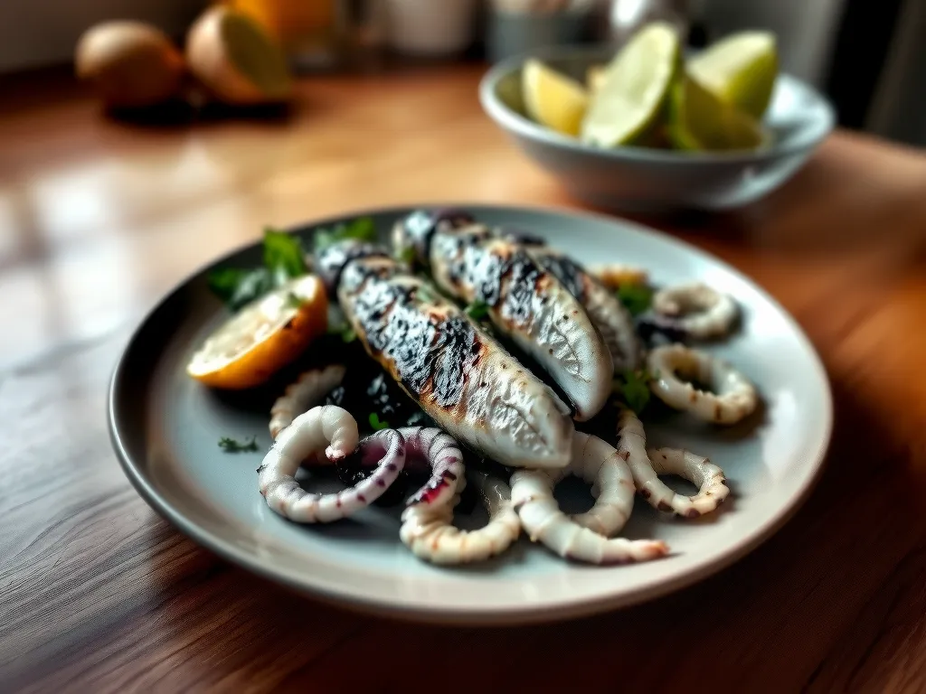 Lemon Garlic Butter Grilled Squid