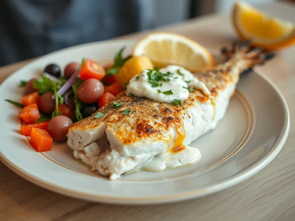 Lemon Garlic Haddock with Tahini Drizzle