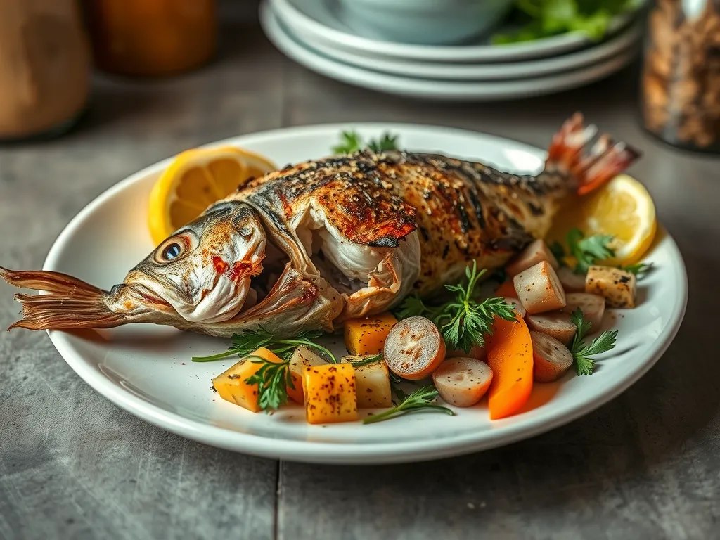 Lemon Garlic Roasted Whole Fish