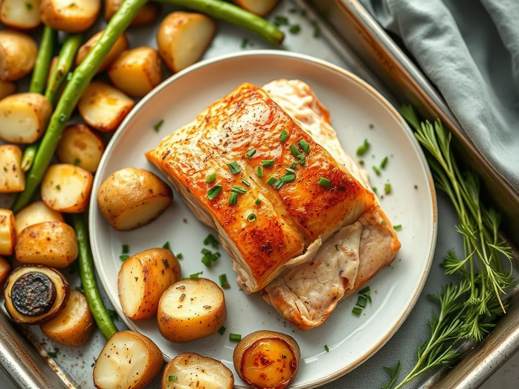 One-Pan Baked Salmon with Potatoes and Green Beans