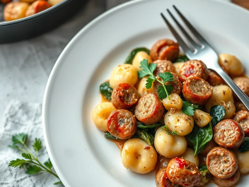 One-Pan Gnocchi with Chicken Sausage and Spinach