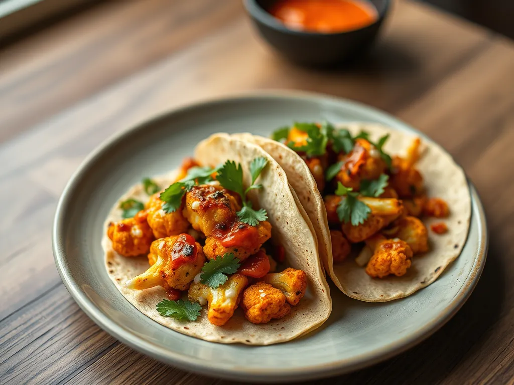 Quick Buffalo Cauliflower Tacos