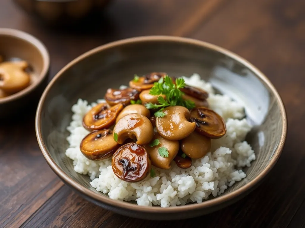 Miso Butter Mushrooms on Rice