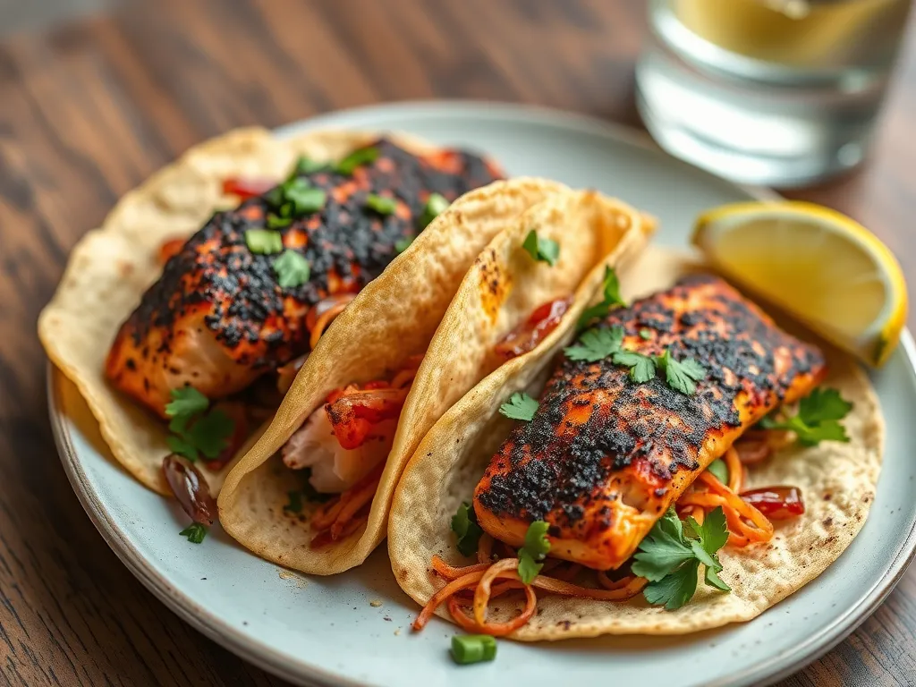 Quick One-Pan Blackened Salmon Tacos