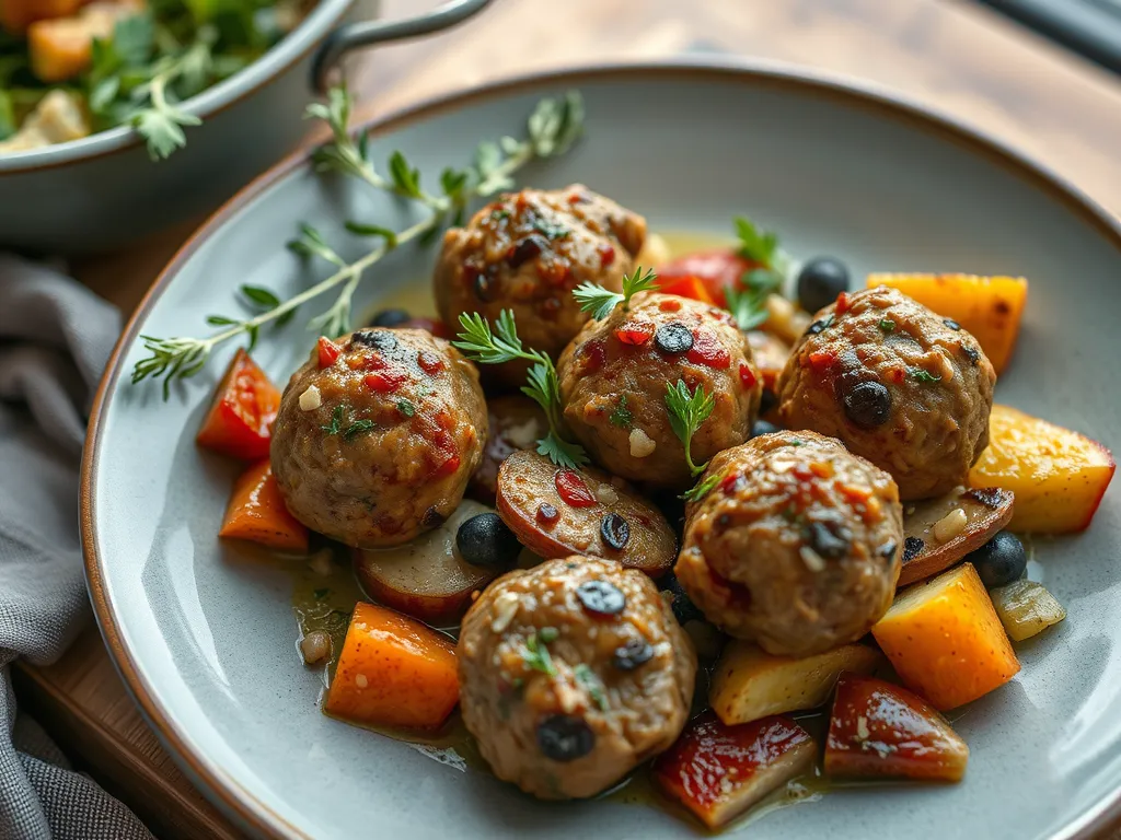 Sheet Pan Greek Turkey Meatballs and Veggies