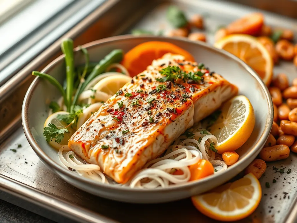 Sheet Pan Salmon Rice Bowl