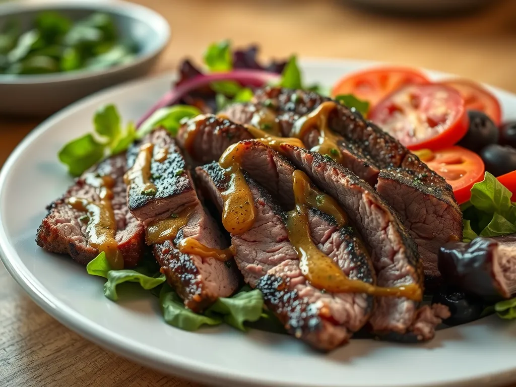 Steak Salad with Warm Garlic Dressing